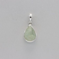 Green Drop / Pear / Teardrop PREHNITE Pendant 925 STERLING SILVER Natural #64e