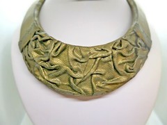 Collar Bib Faux Leather Statement Necklace Polymer Clay Unique gift for Her