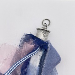 Handmade Blue Fabric Tassel Pendant Women Fringe Boho Bells Cotton Jewelry Long