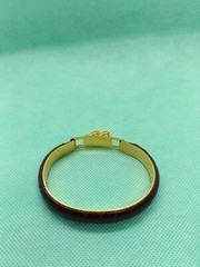 Mannelli Florence 24k Gold Plated Red Snakeskin Leather Bangle Bracelet 5″Wx1″H