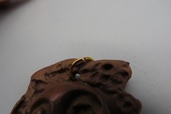 Studio Art light Clay Moon/Face Brown Pendant Artist folkart Jewelry Fashion