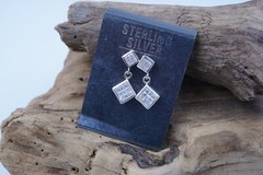 NWT Sterling Silver 925 CZ Stud Earrings Framed Square Drop Dangle, from KOHLS