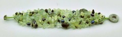 Prehnite & Freshwater Pearl 6-Strand Knotted Waterfall Necklace & Bracelet 3005