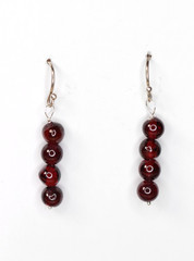 Red Garnet Natural Gemstone Earrings 5mm Ball 925 Sterling Silver 1 1/4″