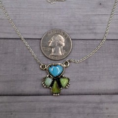 Southwestern Palomino Kingman Turquoise Necklace Cluster Sterling Silver