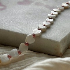 Heart Pearl Bracelet, 18K Gold Plated, Gift for Her