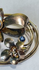 Vintage 12k Gold Filled In Sterling Silver Flower Design Brooch-pin