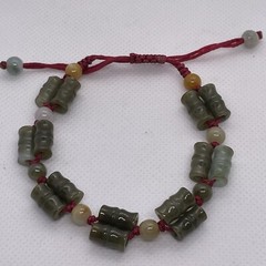 Green Jade Stone Adjustable Red String Bracelet
