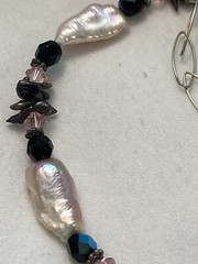 REDUCED Keshi pearls and crystal beads black pendant Necklace