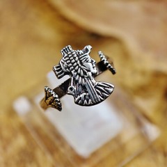 Oxidized Egyptian Silver Ring Band of Ancient Queen Cleopatra Head Mask..STAMPED