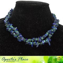 Lapiz Lazuli And Malachite Chips Long Necklace Boho Style One Size Fits All