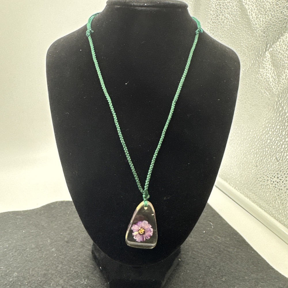 12 Inch Purple Dried Flour In Resin Pendant