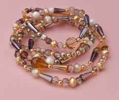 Extra long nude beige glass bead necklace, super long accent necklace