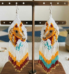 Handmade Horse Seed Bead Earrings Boho Western Fringe Earrings for Women