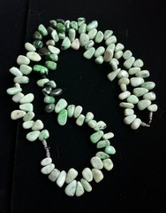 Vintage Green Stone Chip Necklace Serpentine Nugget Beads Graduated