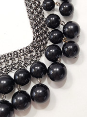 Gunmetal Chainmail Necklace Black Jet Bead Dangles Steampunk Gothic Vampire