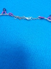 Woven Glass Dark Purple & Silver Necklace Handmade