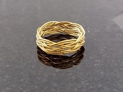 Size 8.5 Brass Wire Doubled 5×7 Turks Head Knot Ring Hand Tied made