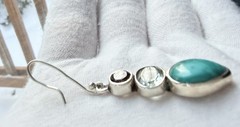 Arya Designer 925 S Silver Smoky Quartz, Prasiolite And Turquoise Drop Earrings