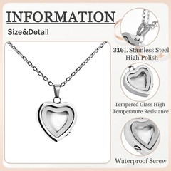 Silver Heart Print Pet Ashes Memorial Necklace for Dog & Cat Ashes