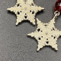 Handmade Earrings Snowflake Christmas Holiday 2.5″ Total Long