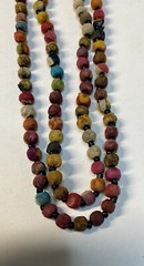 Fair Trade 60” Necklace Recycled Kantha Textile Beads Handmade Upcycled