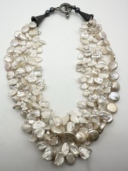 Handmade Keshi Freshwater Pearl Multistrand Toggle Necklace 19”