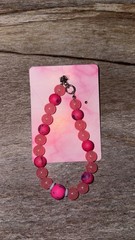Handmade Beaded Glass Acrylic Bracelet Barbie Core Pink Vibrant Adjustable Gift