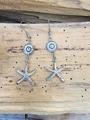 Starfish Bullet Earrings with 9 mm or 45 Auto Bullets. Optional Crystals