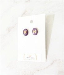 Purple & Gold Butterfly Stud Earrings Stainless Steel Hypoallergenic Girls Women