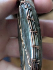 Oval Labradorite & Moonstone Crystal Copper Wire Pendant With Copper Chain