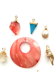 Lot of Pendants For Jewelry Making Necklace Shell Stone Pearl Resin Set of 11