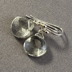NWT Green Amethyst Teardrop Briolette Sterling Silver Drop Earrings Handmade