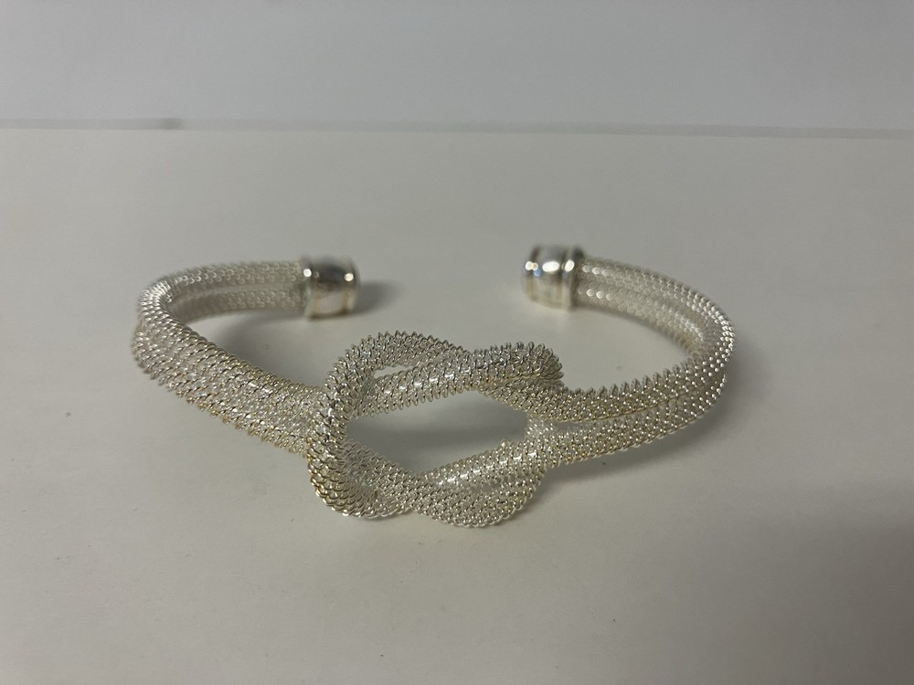 Vtg Sterling Silver 925 Twisted Knot Cable Cuff Bracelet Open Back 6.5’’ 15.592g