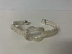 Vtg Sterling Silver 925 Twisted Knot Cable Cuff Bracelet Open Back 6.5’’ 15.592g