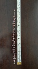 Handmade .925 Sterling Silver Wire-Wrapped Pink AB Crystal Bracelet