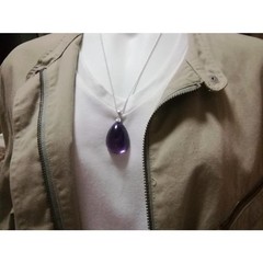 Silver Amethyst Teardrop Pendant Japan 3.7cm (1.5in)