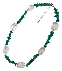 BARSE Sterling Silver TURQUOISE & CRYSTAL QUARTZ Beaded Adjustable Necklace