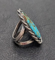 BIG Natural Blue Royston Turquoise Women’s Ring Size 6.75 In Silver Made In USA