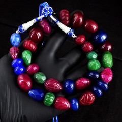 Most Brilliant Sapphire & Ruby 855.00 Cts Beaded Jewelery Necklace RK 46 E773