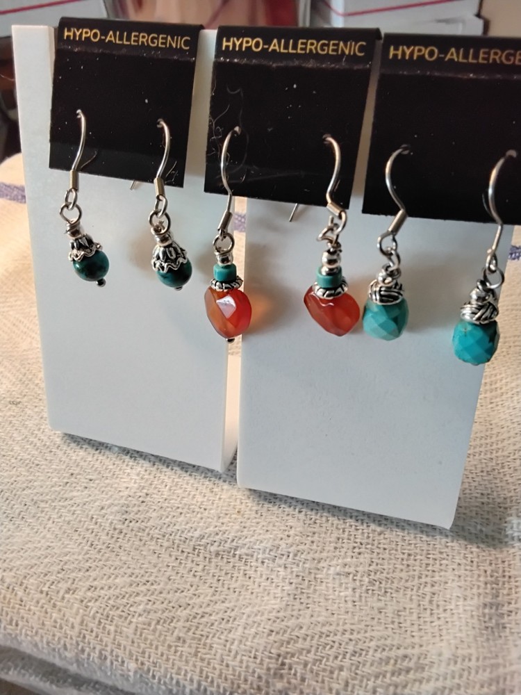 Special – Three Pairs Of Turquoise Earrings FREE SHIPPING