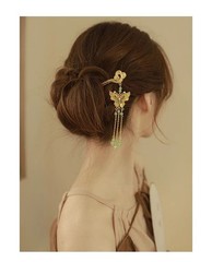 New Chinese Style Filigree Cloisonné Butterfly Cloud Tassel Enamel Hairpin