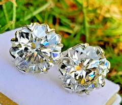 RARE 12 Ct Certified Diamond Solitaire Studs-Great luster & Sparkle- VIDEO