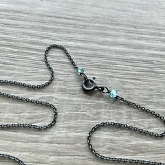 Handmade 16.5” Black Oxidized Sterling Silver Blue Apatite Black Spinel Necklace