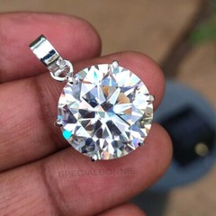 RARE 16Ct Certified White Diamond Solitaire necklace ! FREE Diamond studs!