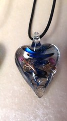42~52mm long Lampwork heart pendant necklace
