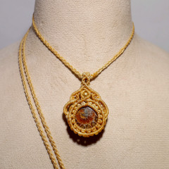 Ancient Spiral of Time~ Natural Ammonite Fossil Hand Woven OOAK Macrame Necklace