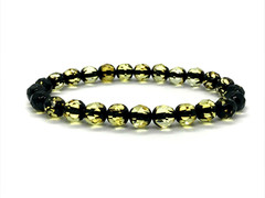AMBER BRACELET Gift Round Beads Faceted Baltic Amber Jewelry Elastic 5,6g 9452
