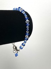 Bracelet Artisan Blue Clear Crystal Beads 7.5” + .5”