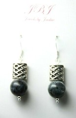 Larvikite Black Labradorite 10mm Ball Gemstone .925 Sterling Silver Earrings